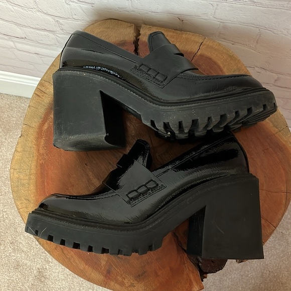 A New Day Patent Chunky Lug Sole Heeled Loafer - Picture 6 of 11